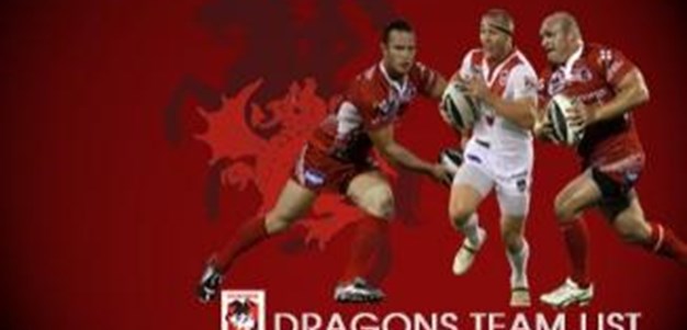 Dragons Team List to play Parramatta